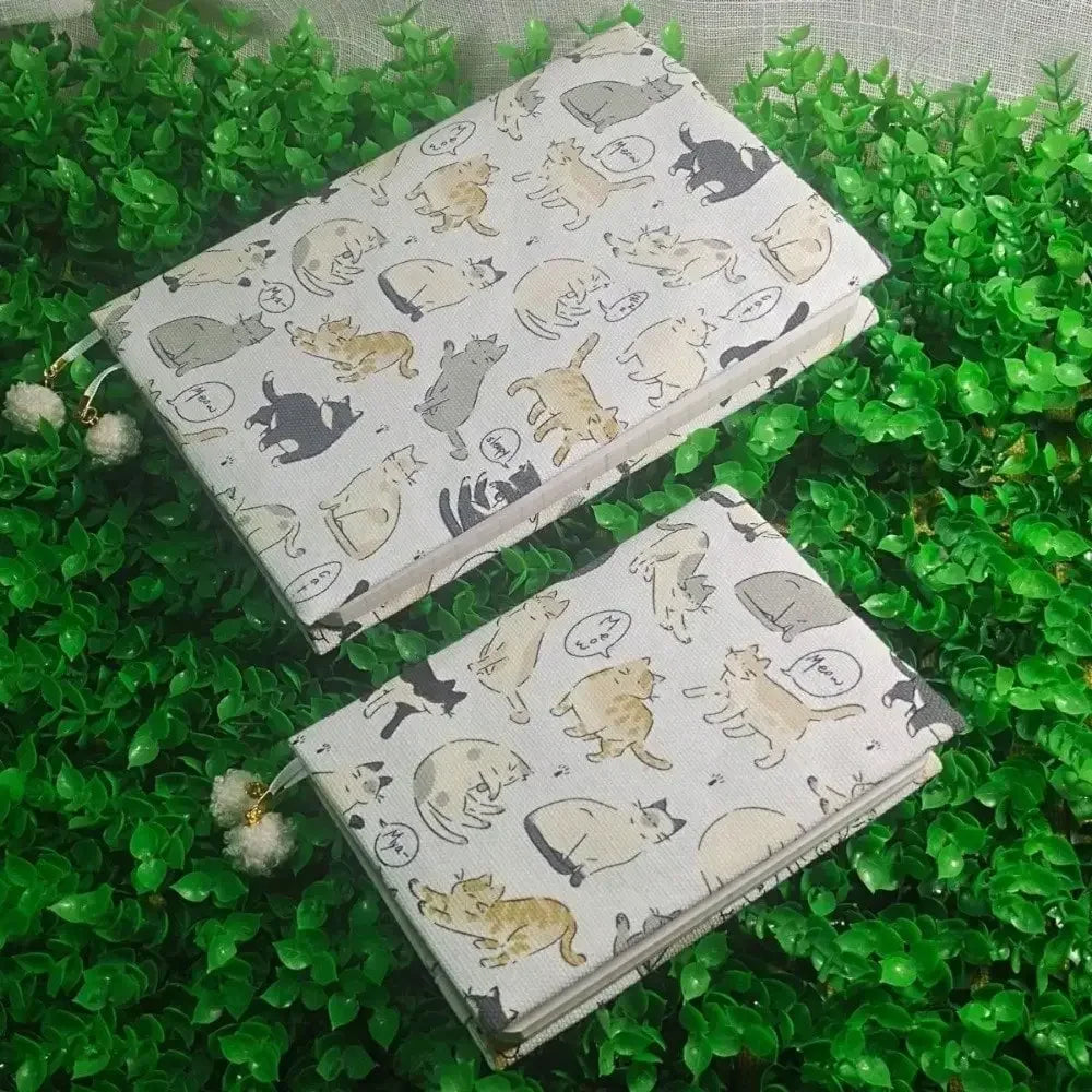 Fromthenon A5 A6 Fabric Flower Cat Notebook Cover Planner Case Cover Protective Shell Journal Cover Protector Office Stationery