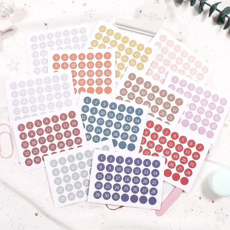 Fromthenon 2025 Notebook & Journals Date Stickers for Full Year Planner Round Number Sticker 365 Daily Days Stickers Stationery