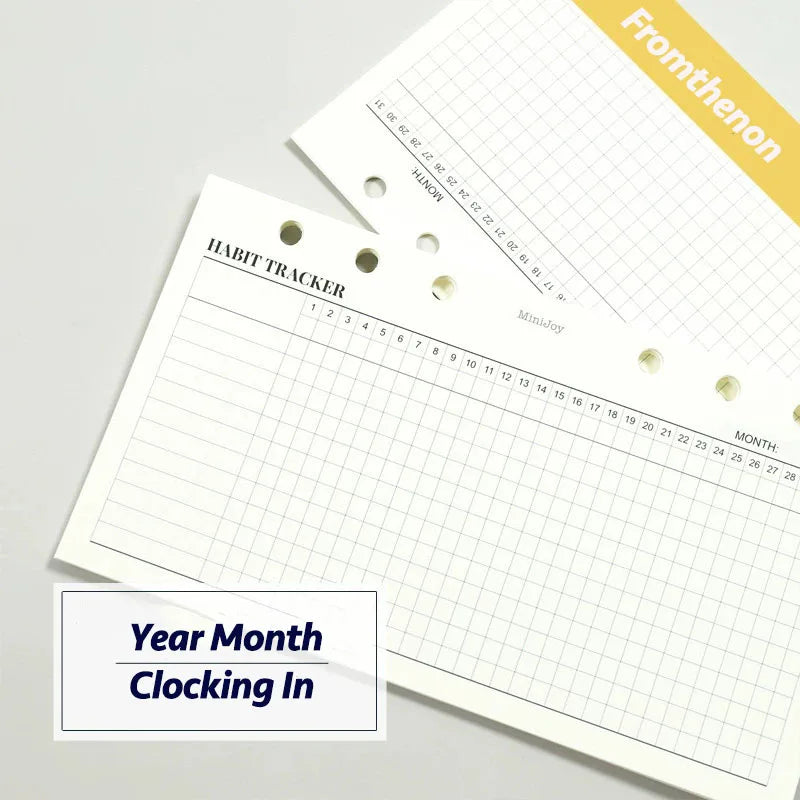Minimalist A6A7 Year Month Clocking in 31 Days Habit Cultivation of Loose Leaf Paper Hand Book Replacement Inner Core Supplies