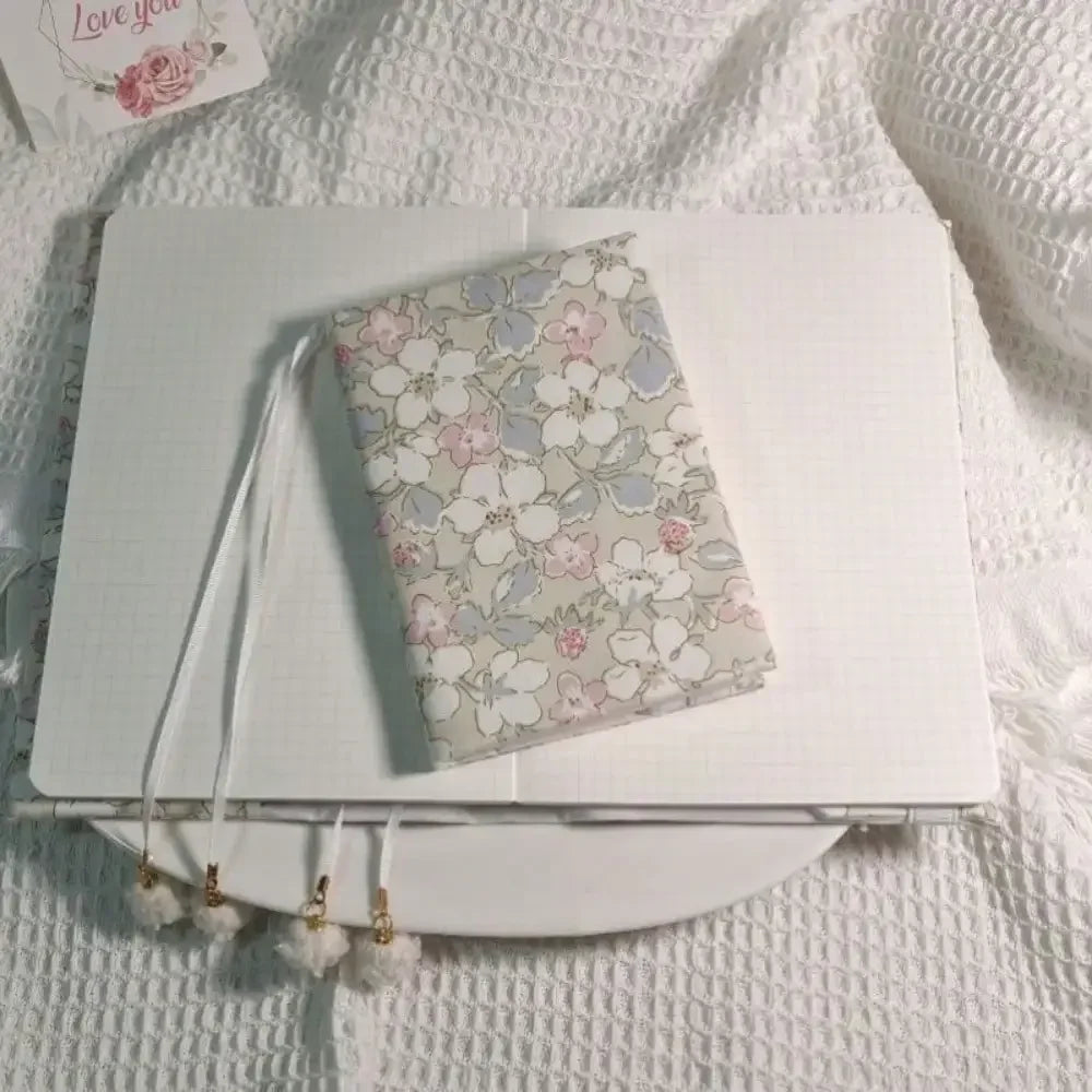 Fromthenon A5 A6 Fabric Gardenia Notebook Cover Planner Case Cover Protective Journal Cover Protector Office Stationery Supplies