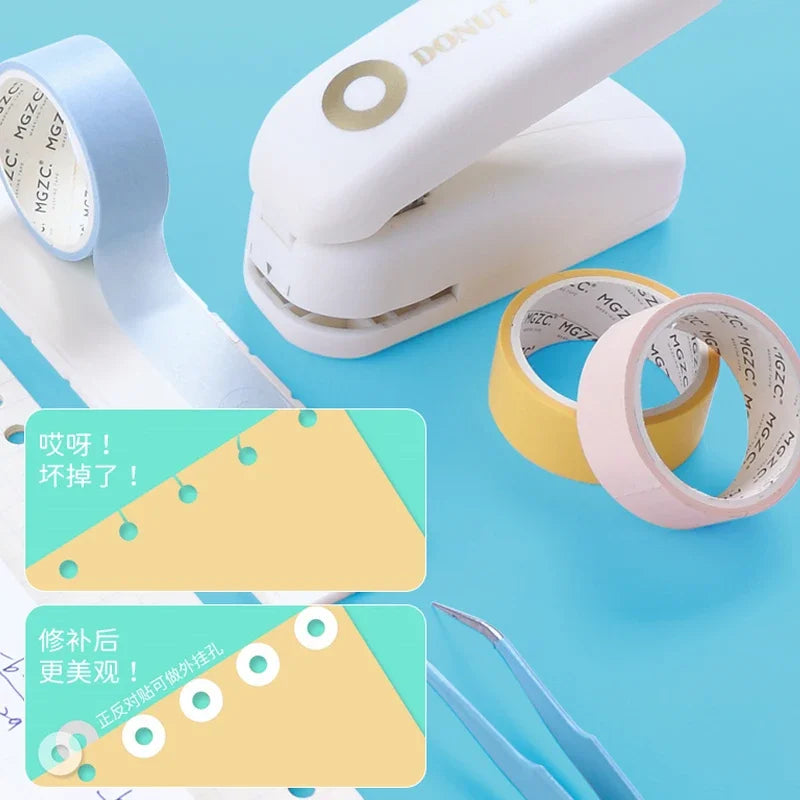 Hole Puncher Paper Tape Hole Punch Protector Labels Self-Adhesive Loose-Leaf Paper Hole Reinforcement Labels Round Stickers