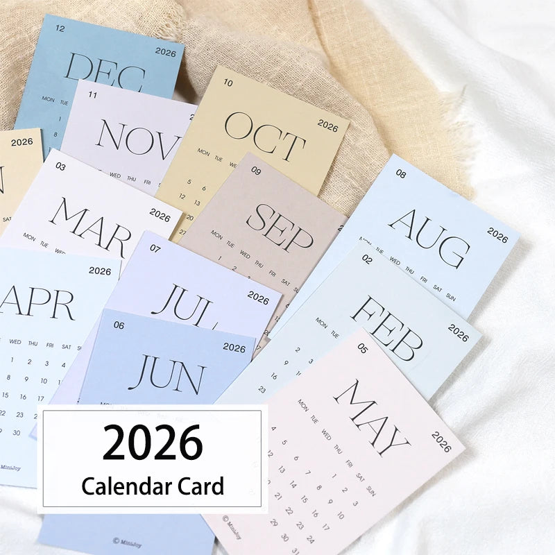 12 Sheets 2026 Calendar Card A5 A6 A7 Loose Leaf Notebook Planner Journal 2026 Calendar Accessory Office Stationery Supplies