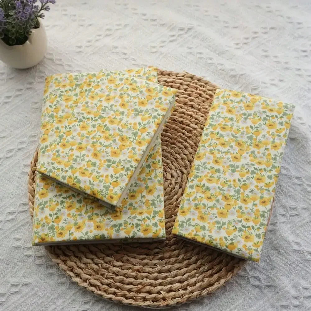 Fromthenon A5 A6 Fabric Yellow Floral Cloth Book Cover Planner Case Cover Journal Protector Office Stationery Supplies