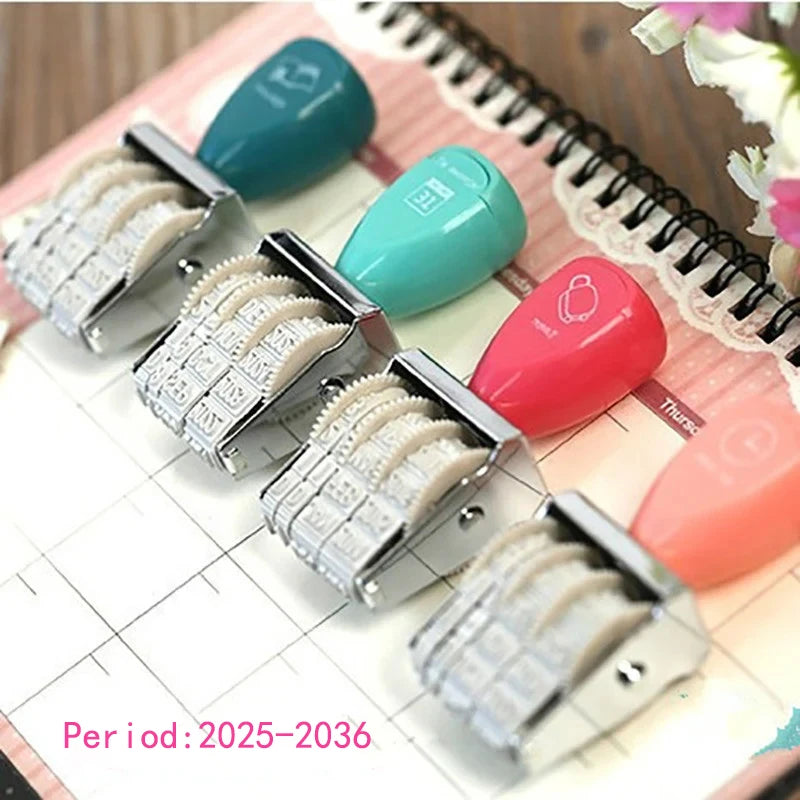 Fromthenon Cute Date Stamp for Planner Clear Stamps Bussiness Rubber Stamp with Adjustable Date Diary School Supplies Stationery